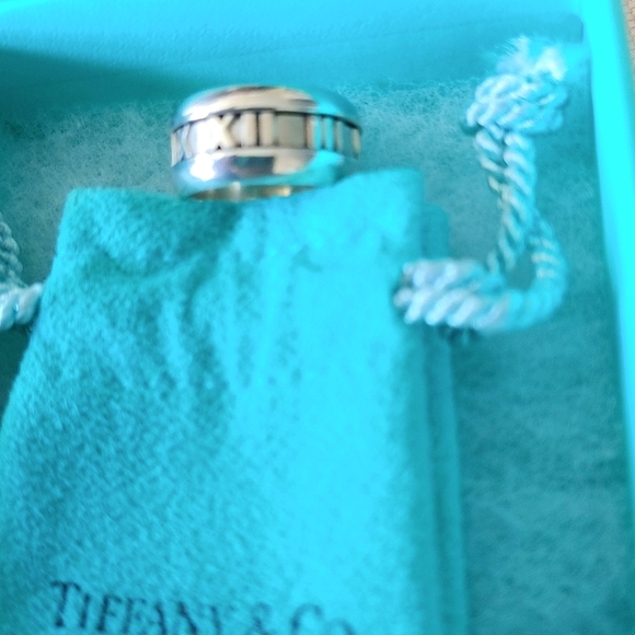 Authentic Tiffany & Co Sterling Silver Atlas Roman Numeral Wide Band Ring - Picture 11 of 13